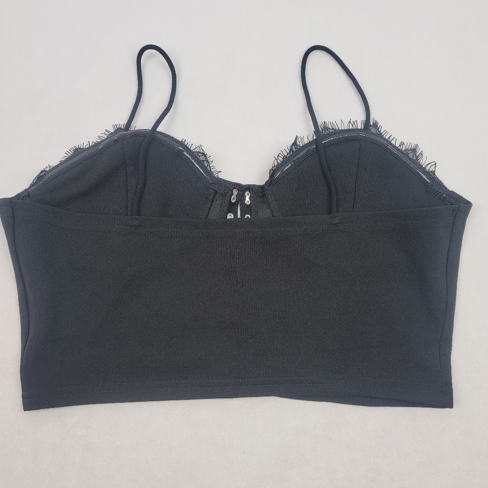 NWOT black hook & eye corset bustier with lace - Picture 6 of 7